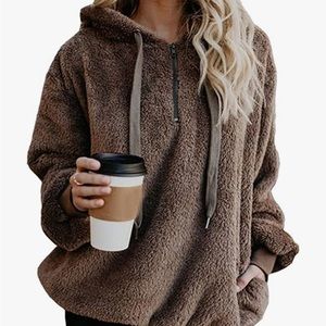 Women’s Oversized Sherpa Pullover Hoodie with Pockets Fuzzy Fleece Sweatshirt